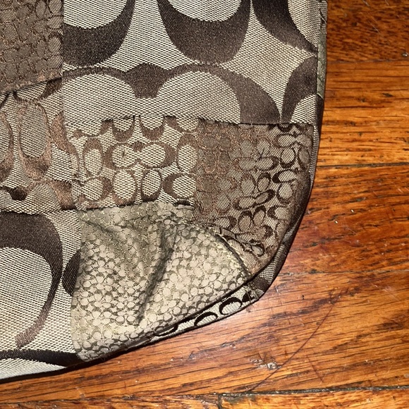 Coach Patchwork Canvas Tote with patent leather handles tag also silver hardware - Picture 2 of 7